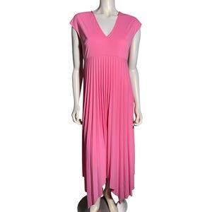 ASOS Maternity Pink Pleated Maxi Dress VNeck Cap Sleeve Size 6
